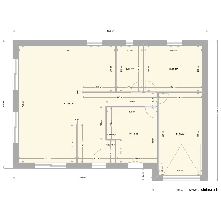 Plan Pillard. Plan de 5 pièces et 90 m2