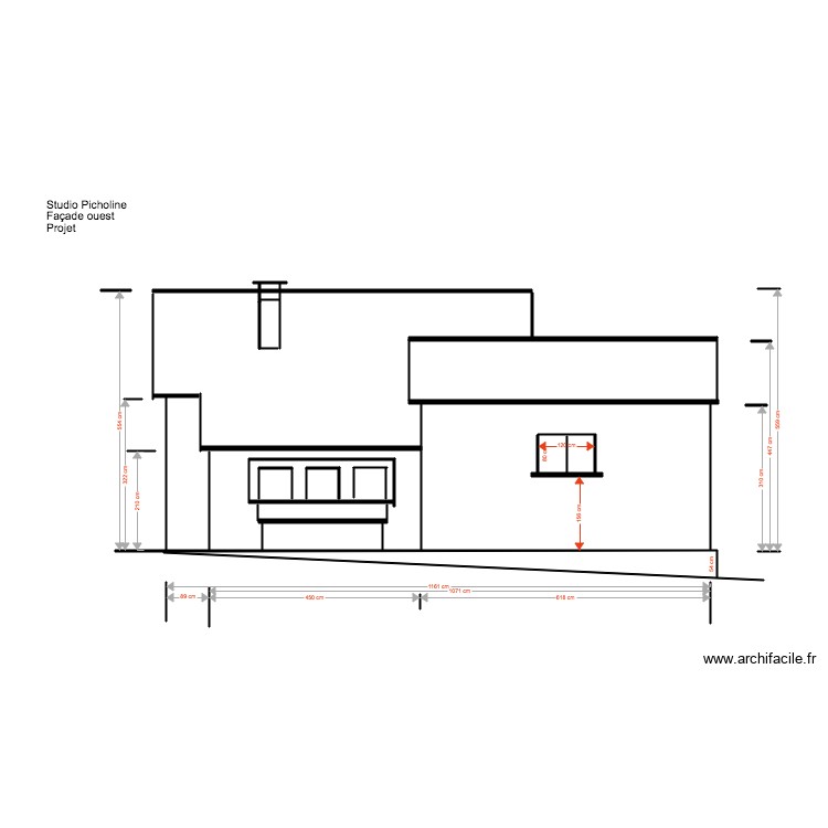 Studio Picholine fa&ccedil;ade ouest projet 04 18. Plan de 0 pièce et 0 m2
