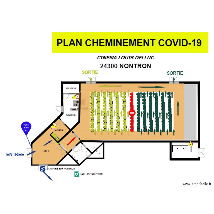 cinema  COVID 19. Plan de 0 pièce et 0 m2