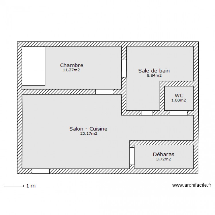50m2. Plan de 0 pièce et 0 m2