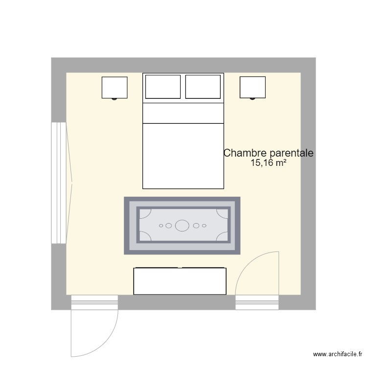Chambre parentale - Plan 1 pièce 15 m2 dessiné par eliseH03