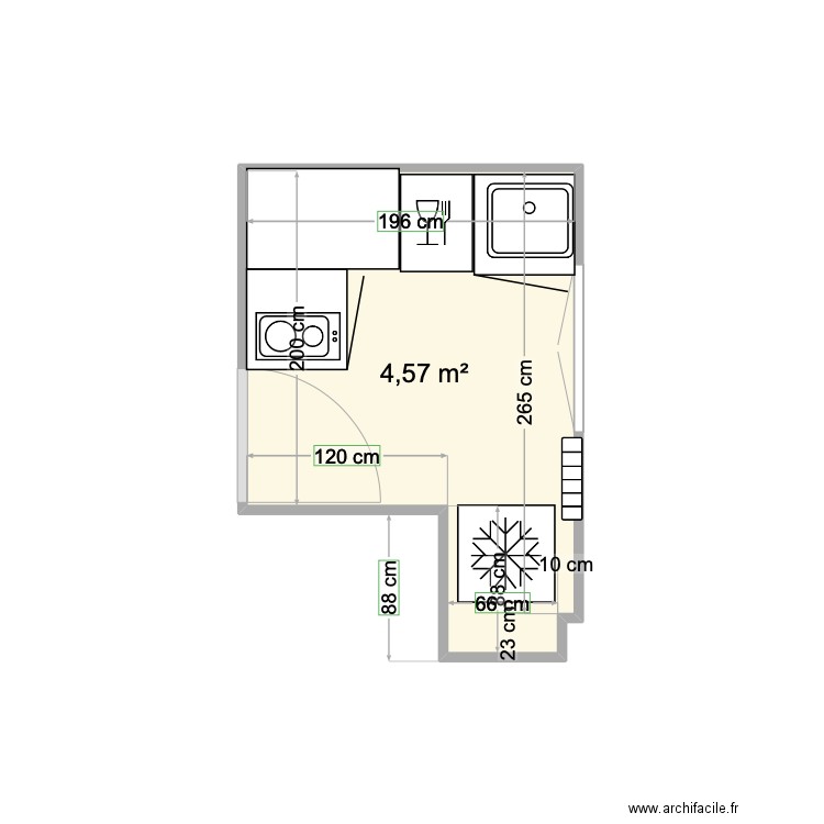 Cuisine 2. Plan de 1 pièce et 5 m2