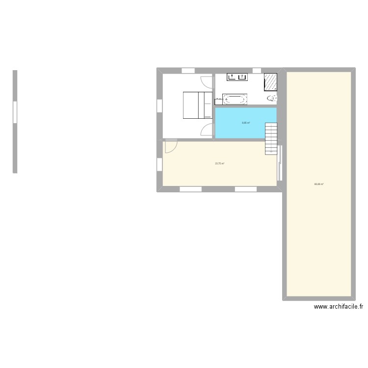 Haut extension 2. Plan de 3 pièces et 99 m2