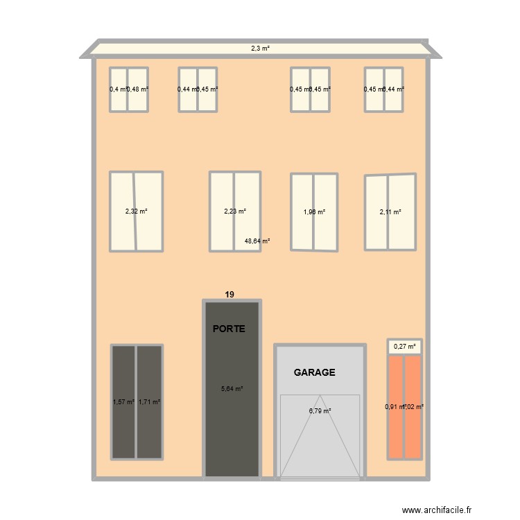 ANA. Plan de 21 pièces et 101 m2