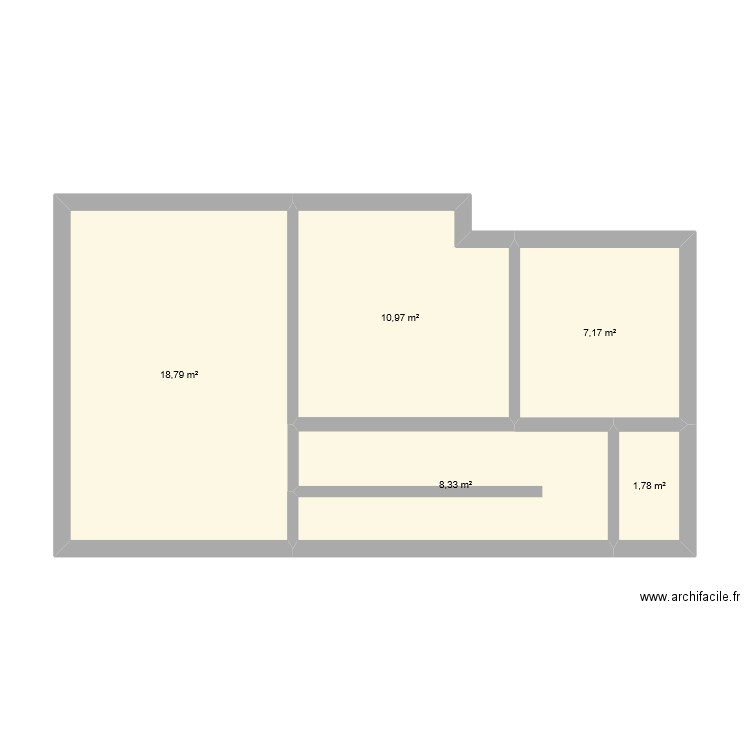 étage. Plan de 5 pièces et 47 m2