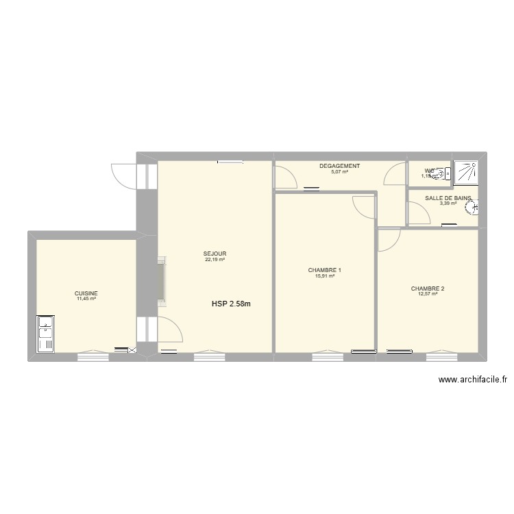 LOGEMENT ETAGE MAIRIE FRONTENAY. Plan de 7 pièces et 72 m2