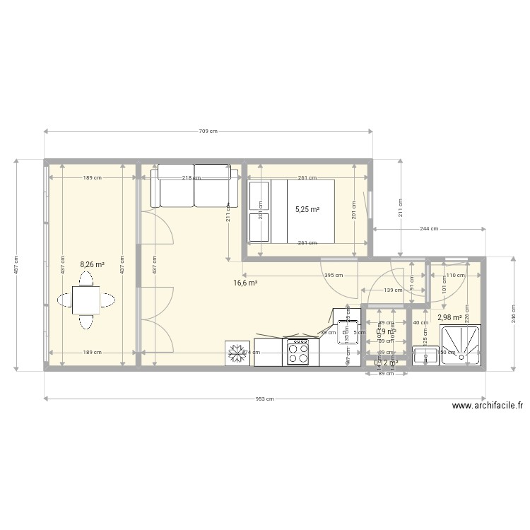 APPART BALARUC 5. Plan de 6 pièces et 34 m2