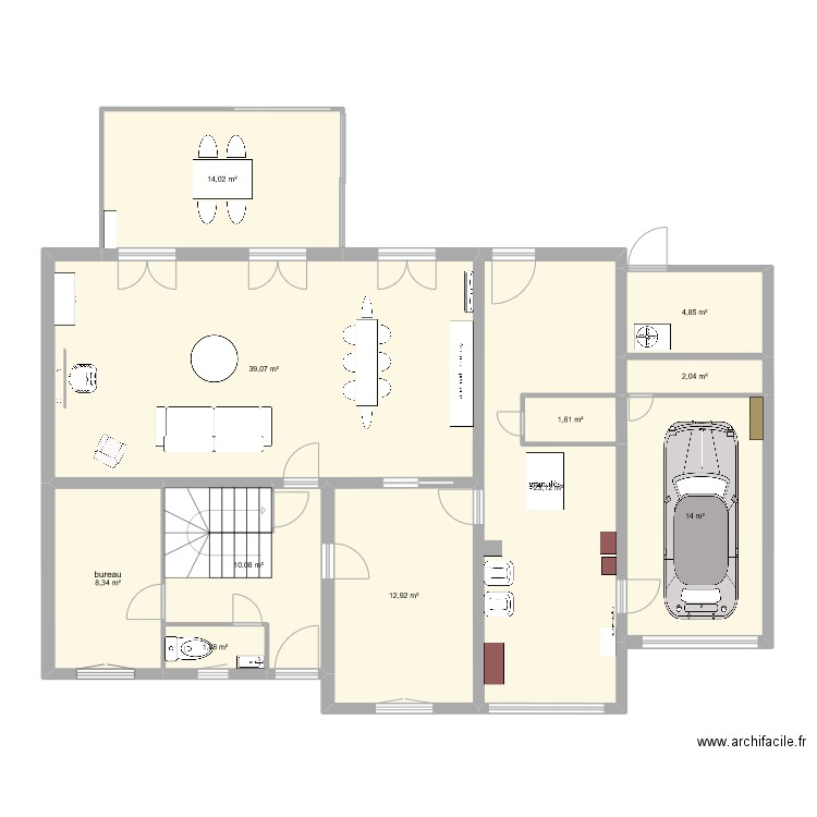 plandk14bc. Plan de 11 pièces et 132 m2