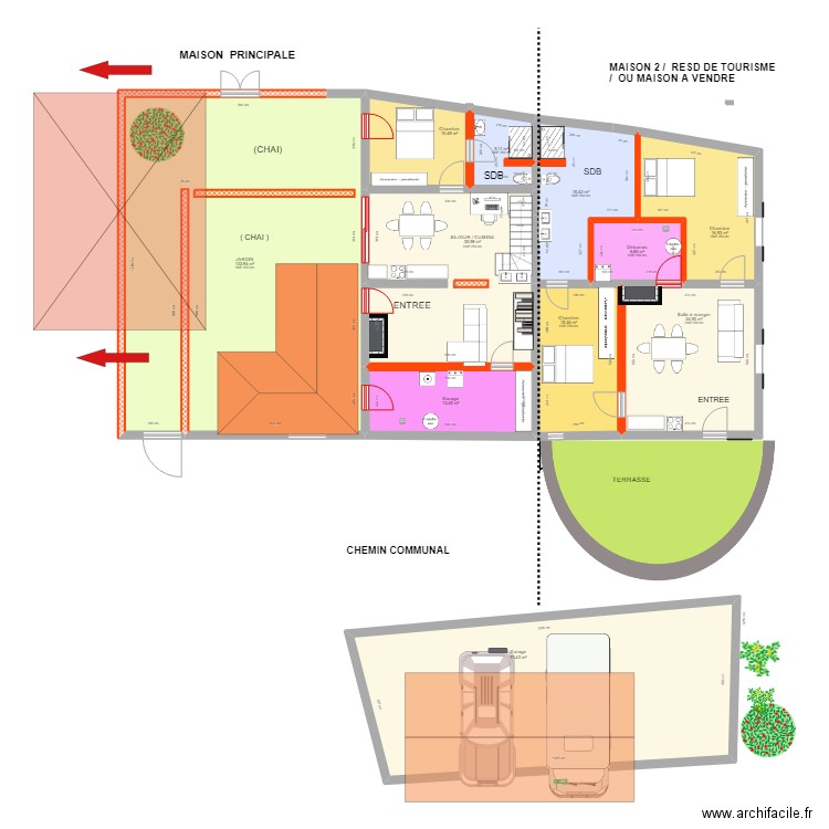 PLAN MAISON PUJOLS SUR CIRON. Plan de 11 pièces et 318 m2