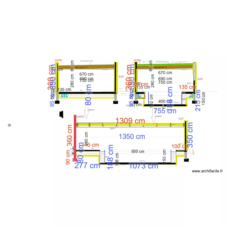 piscine coupe nord-sud b&eacute;ton acier v4. Plan de 