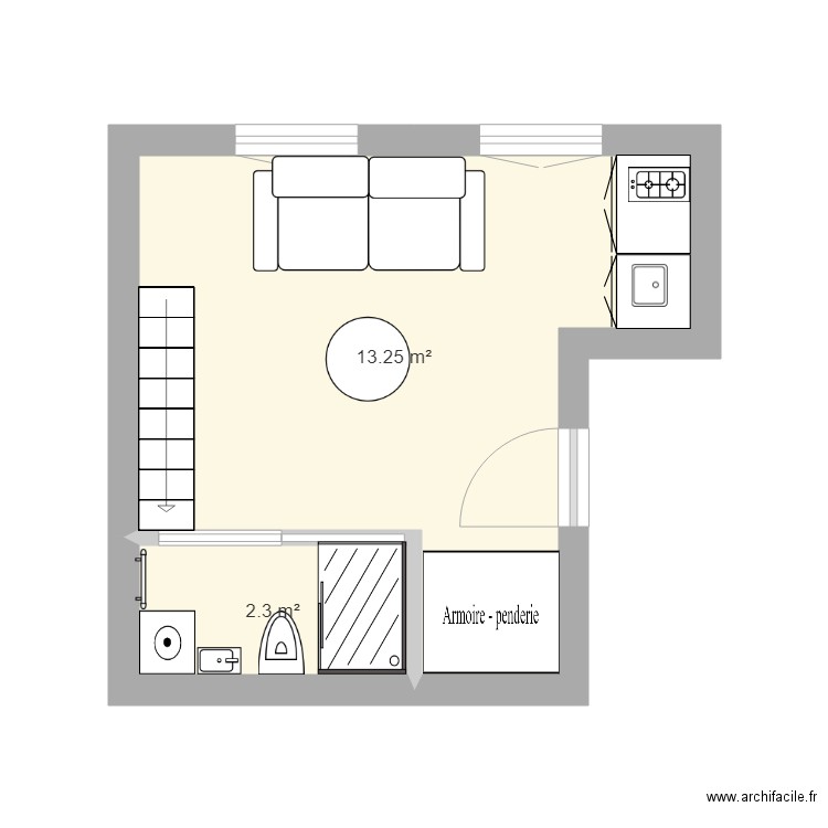 Studio avec mezzanine. Plan de 0 pièce et 0 m2