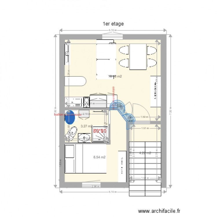 vignacourt 1er etage habilité. Plan de 0 pièce et 0 m2