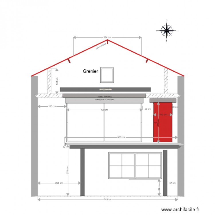 façade arrière construction baie vitré. Plan de 0 pièce et 0 m2