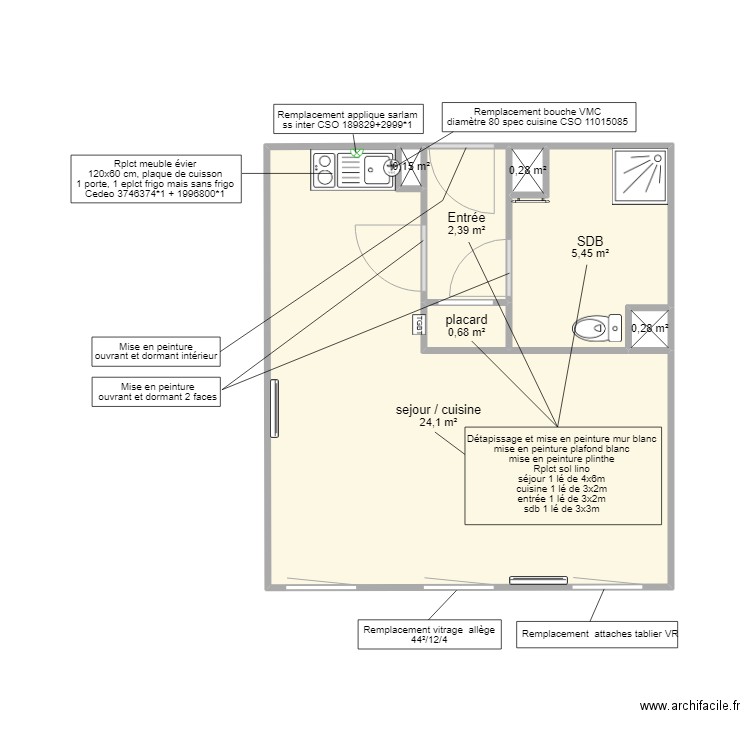 VACABT CASSIN / D22090198. Plan de 7 pièces et 33 m2