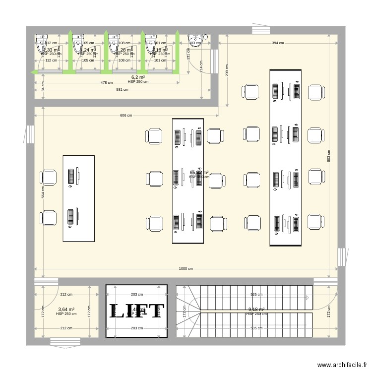 Planta 2. Plan de 9 pièces et 93 m2