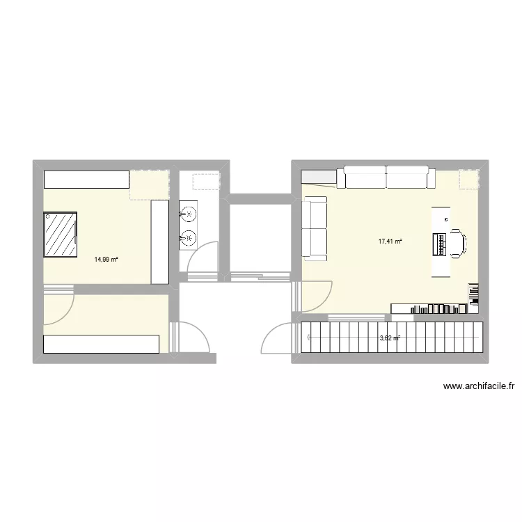 bureau_sdb_syz. Plan de 3  et 36 m²