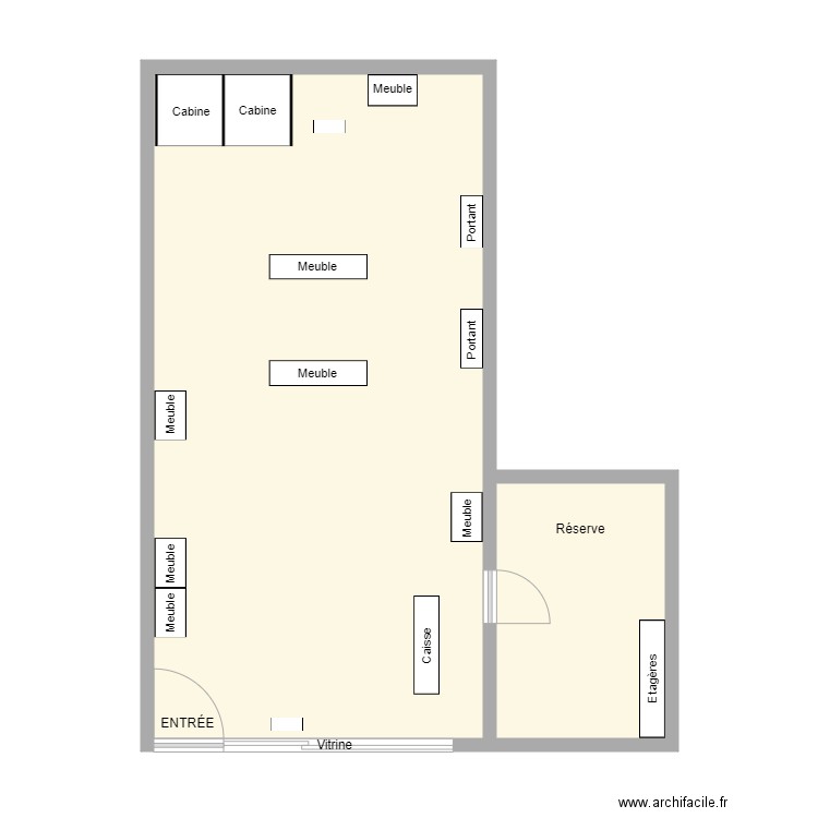 katy boutique avant. Plan de 2 pièces et 59 m2