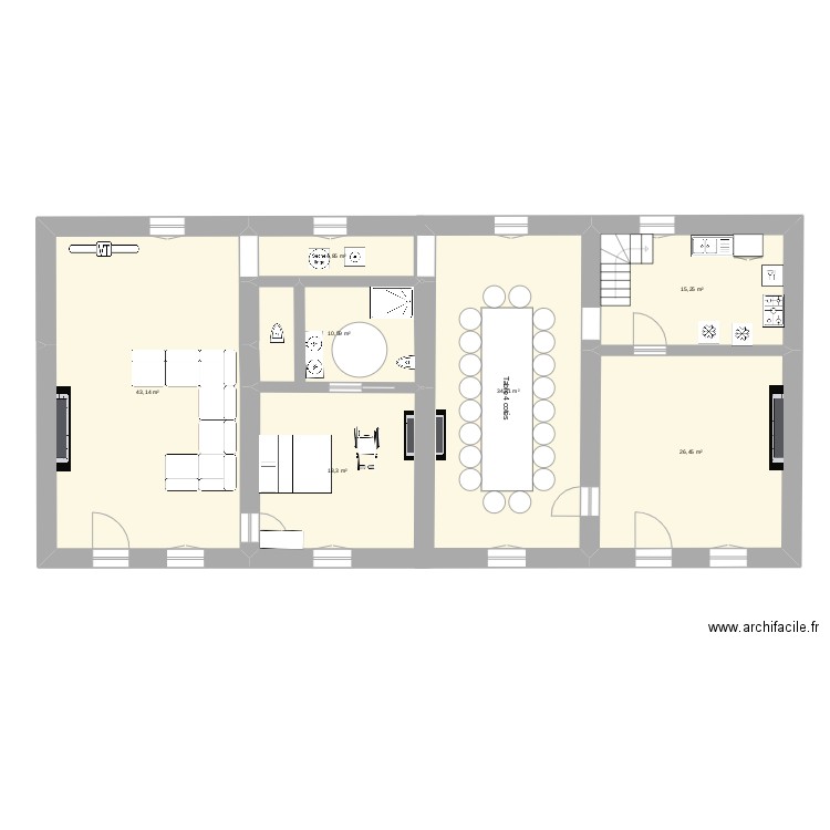 Loc B 2. Plan de 7 pièces et 153 m2