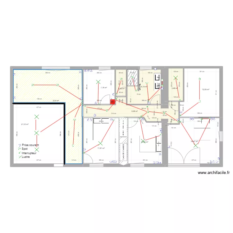 Maison V3 ETAGE. Plan de 