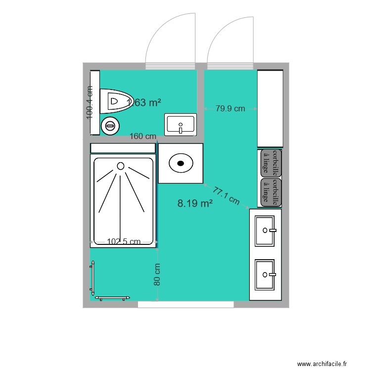 Salle de bain Benoit V3. Plan de 0 pièce et 0 m2