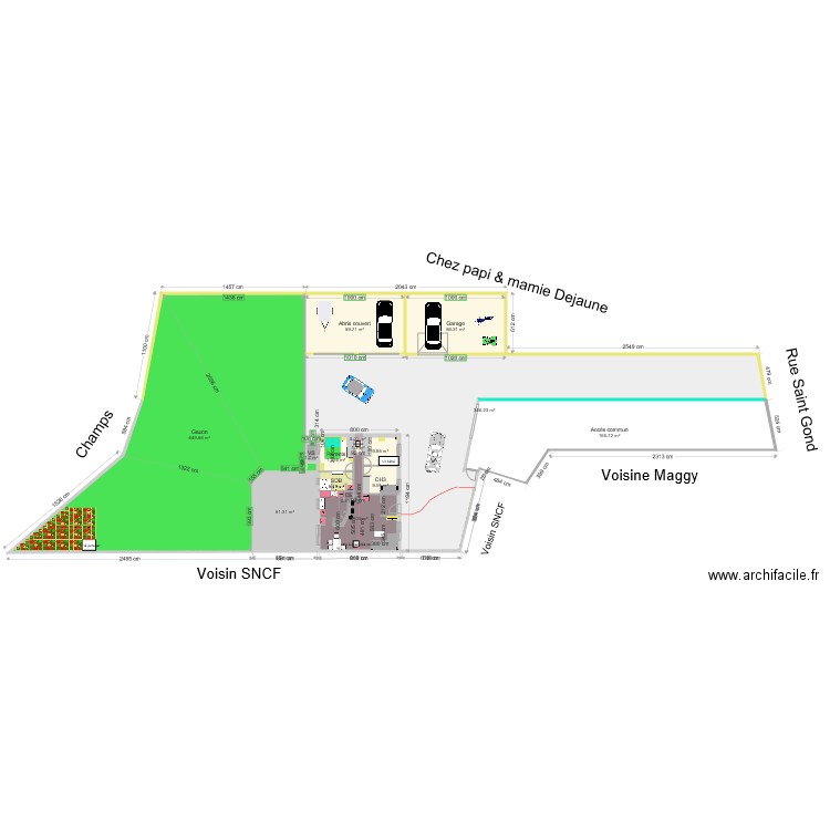 Plan général extension 3 477m carré bande de 11 et 4ou5m. Plan de 0 pièce et 0 m2