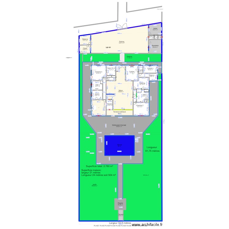 AAA 2023 01 REZ. Plan de 93 pièces et 7227 m2