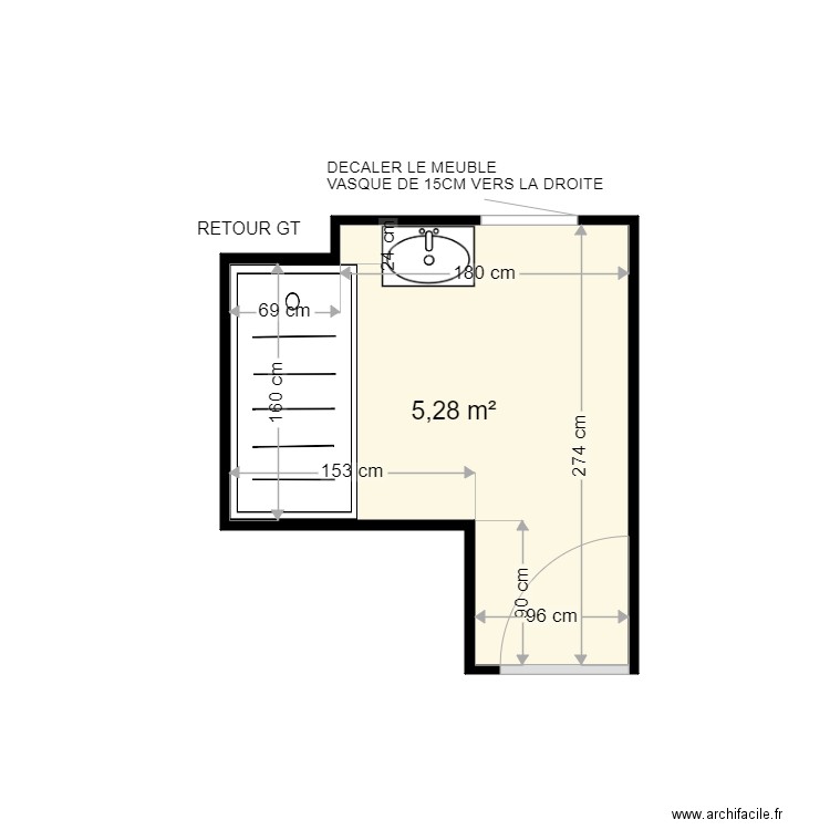 FROISSART LEONE . Plan de 1 pièce et 5 m2