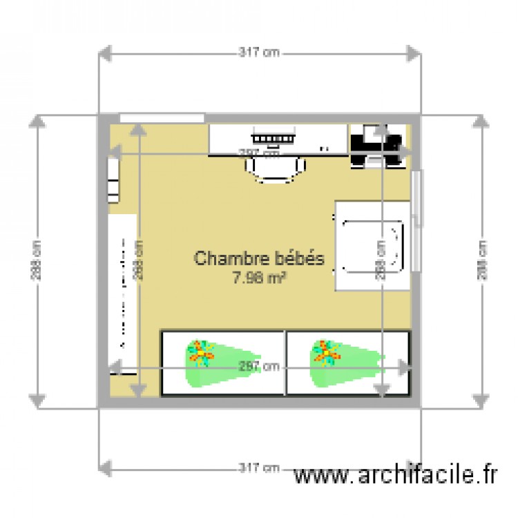 Chambre bébé. Plan de 0 pièce et 0 m2