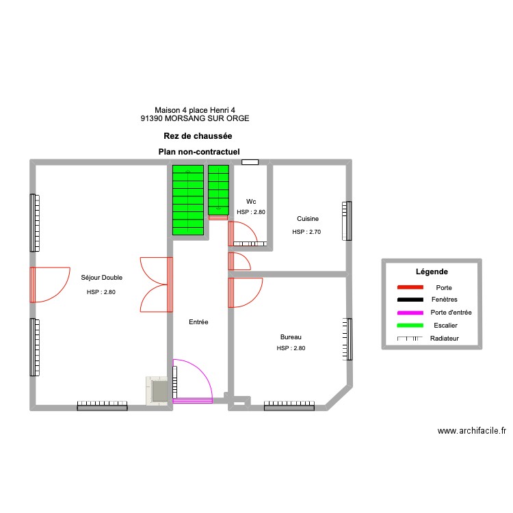 RDC BELLET MORSANG. Plan de 6 pièces et 56 m2