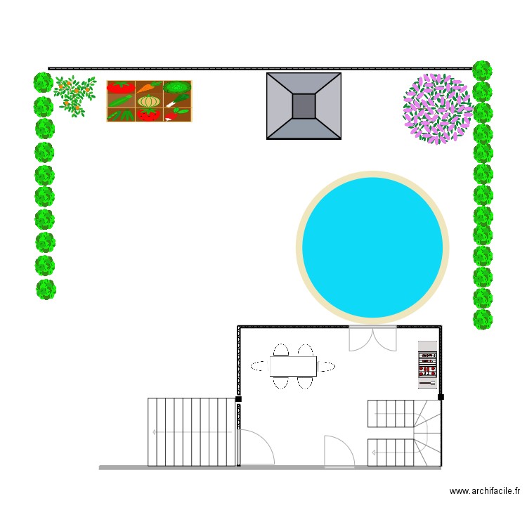 Cours arriere. Plan de 0 pièce et 0 m2