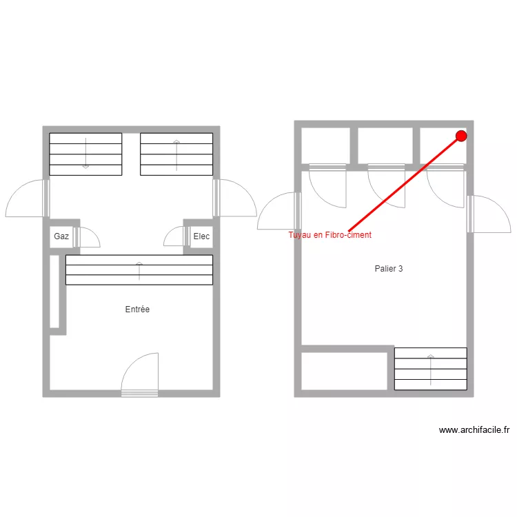 Batiment 11C entr&eacute;e et palier 3. Plan de 