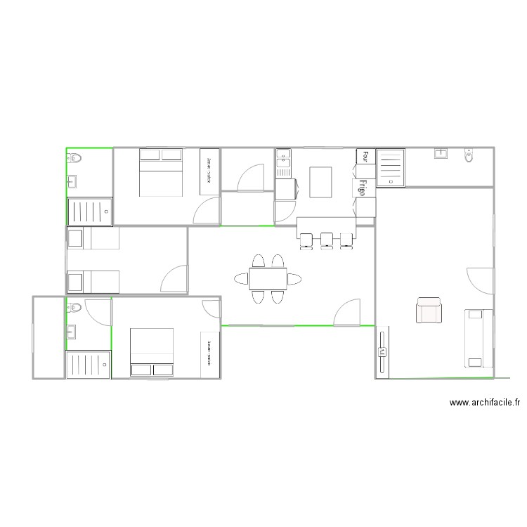 la paz. Plan de 11 pièces et 67 m2