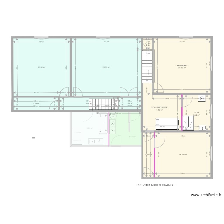 maupoil PROJET. Plan de 19 pièces et 223 m2