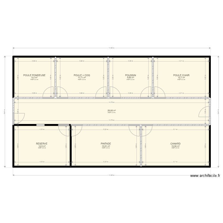 BATIMENT ANIMAUX. Plan de 8 pièces et 117 m2