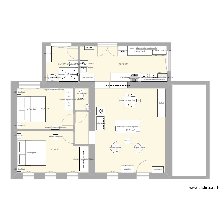 Plan projet 1. Plan de 6 pièces et 81 m2