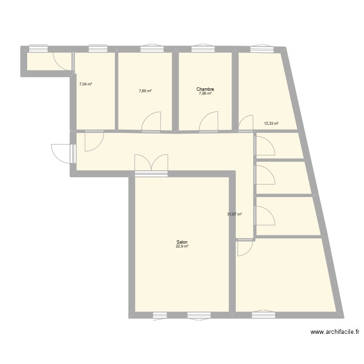 Plan appartement. Plan de 6 pièces et 89 m2