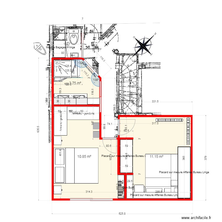 Aménagement Salle de Bain WC Chambres. Plan de 0 pièce et 0 m2