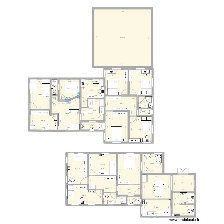 plan01. Plan de 28 pièces et 276 m2