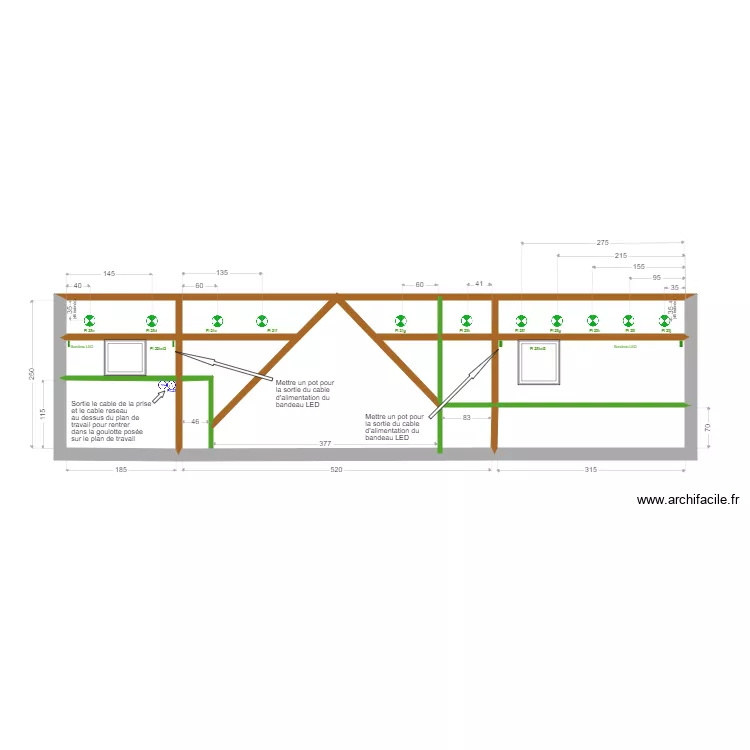 Bureaux toit sud V00. Plan de 