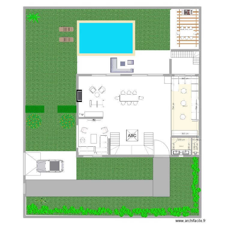 Villa Malak. Plan de 3 pièces et 37 m2