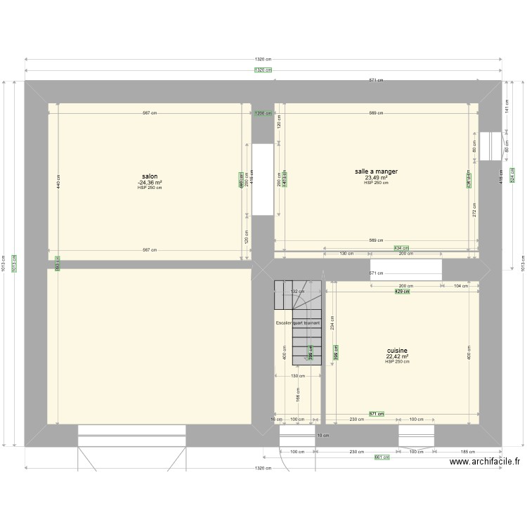 PROJET LACAUNE RDC gabi. Plan de 3 pièces et 71 m2