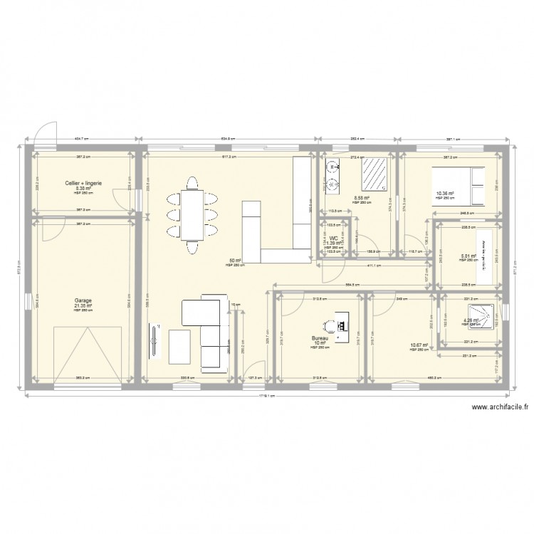MAISON PLAIN PIED 130 M2 RECTANGLE. Plan de 0 pièce et 0 m2