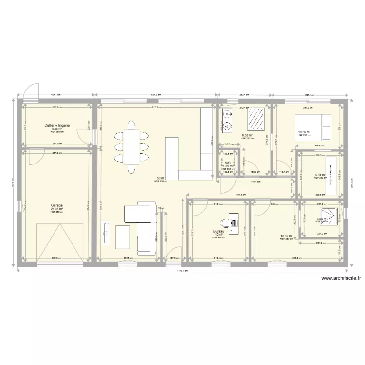 MAISON PLAIN PIED 130 M2 RECTANGLE. Plan de 