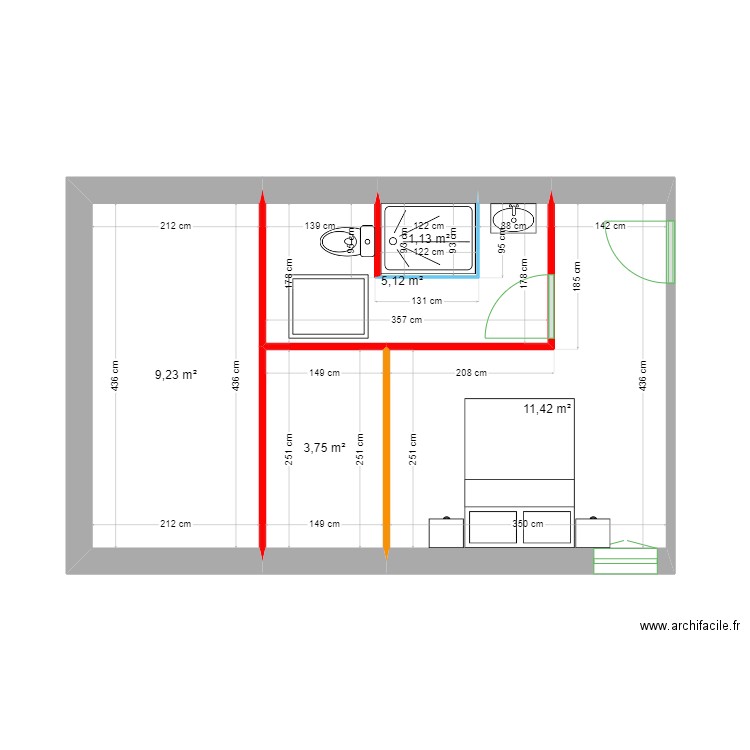 POIRET rev 1. Plan de 5 pièces et 31 m2