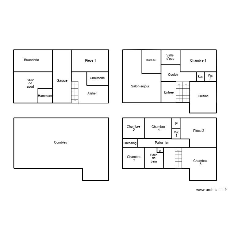 BENODET GAREL. Plan de 16 pièces et 69 m2