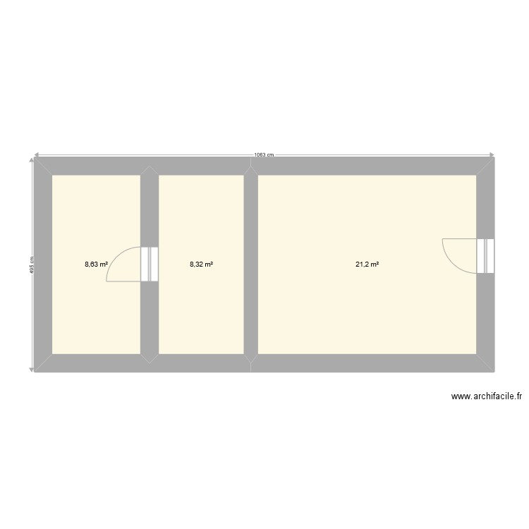 Dépendance. Plan de 3 pièces et 38 m2