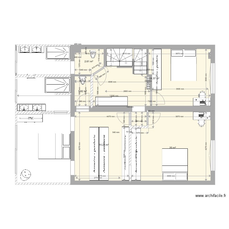102 Etage 1 version 5. Plan de 0 pièce et 0 m2