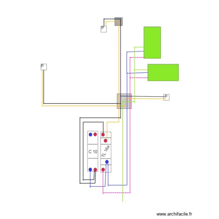 schema avec TL 16A. Plan de 0 pièce et 0 m2