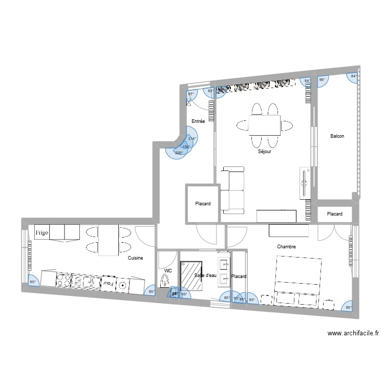 Joubert plan meublé. Plan de 11 pièces et 77 m2