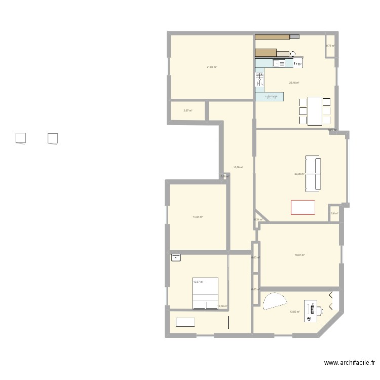 Appartement bourgeois Mulhouse. Plan de 17 pièces et 176 m2